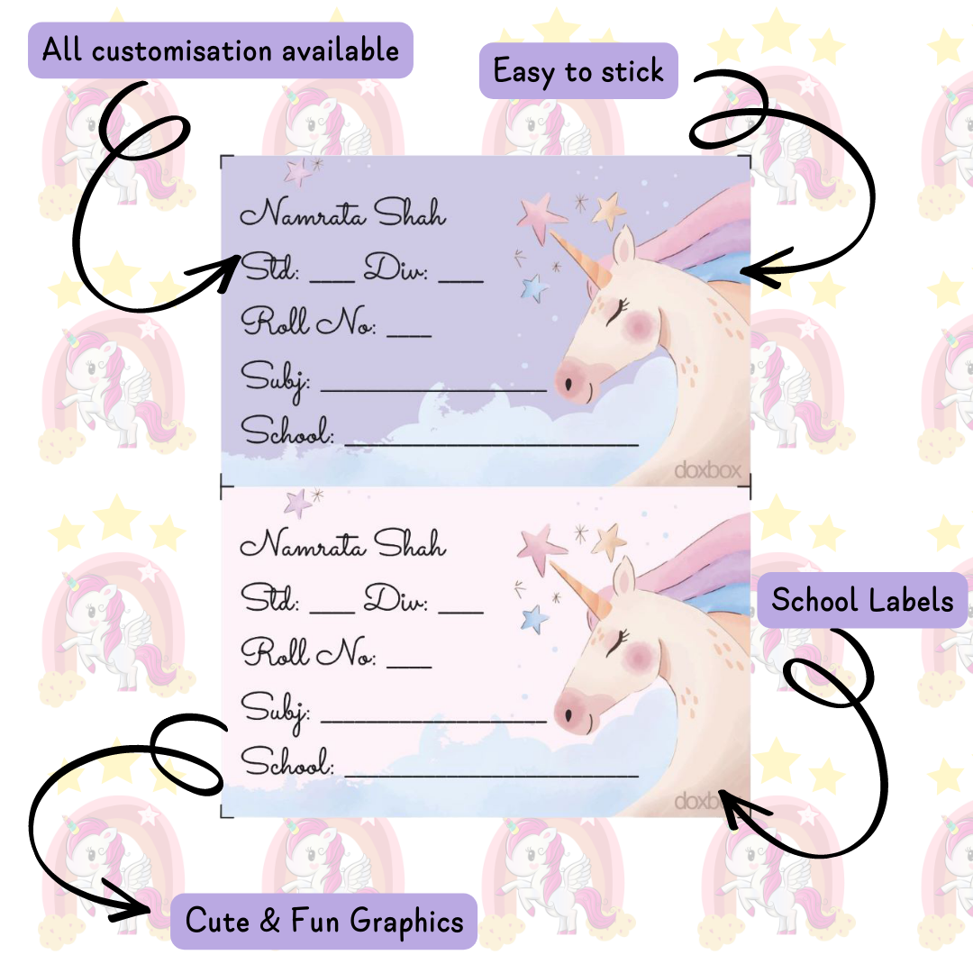 School Book Labels- Unicorn Doxbox Store|]Peppydots