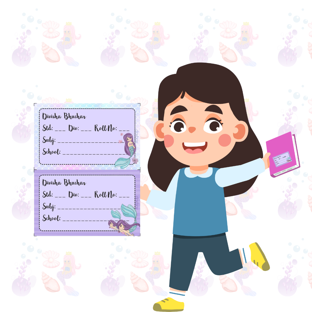School Book Label - Mermaid Doxbox Store|]Peppydots