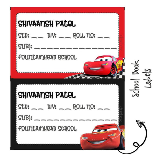 School Book Label - 95 Car Doxbox Store|]Peppydots