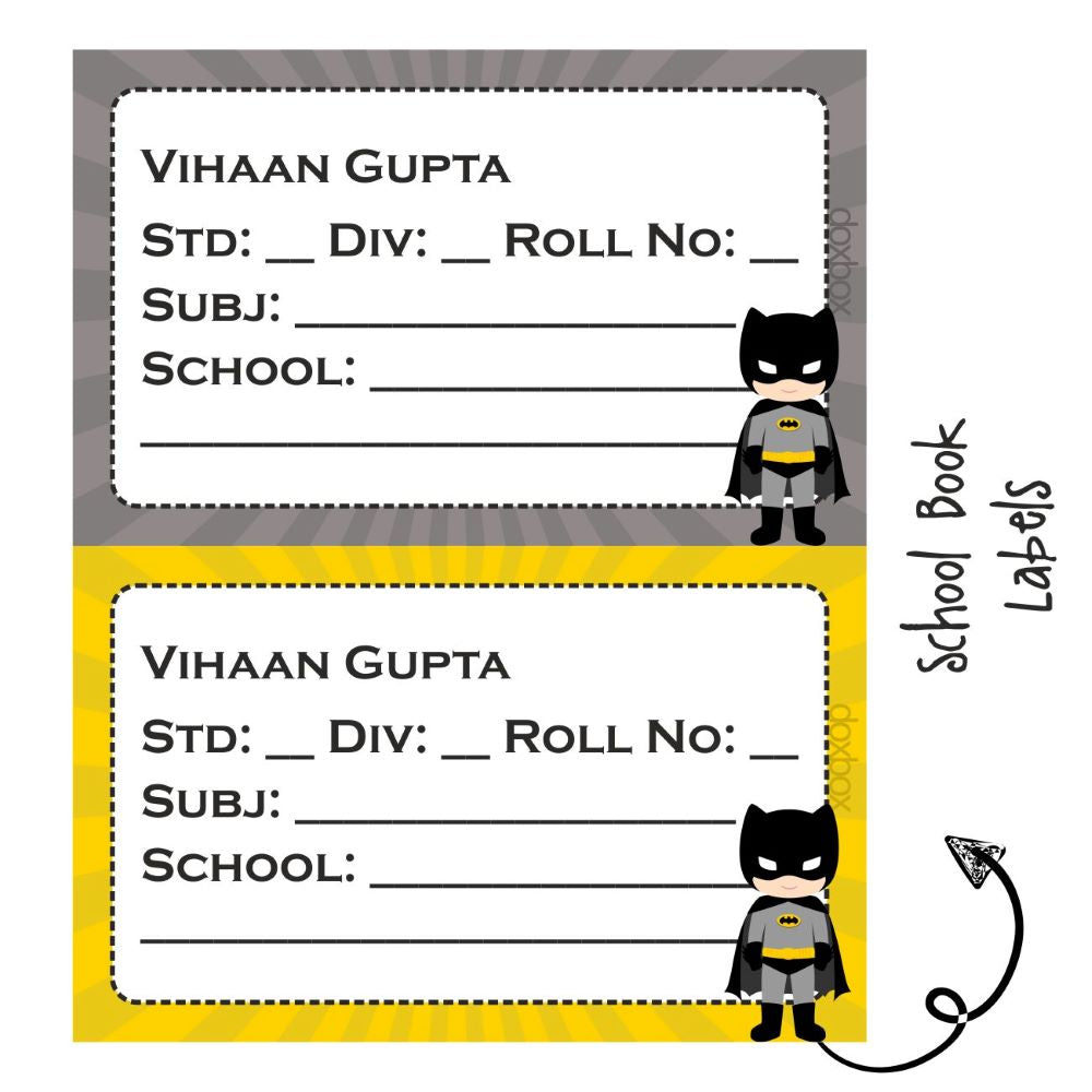 School Book Label - Batman Doxbox Store|]Peppydots