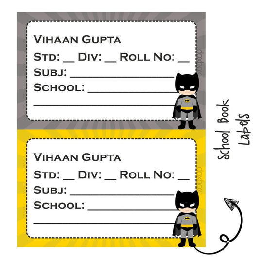 School Book Label - Batman Doxbox Store|]Peppydots