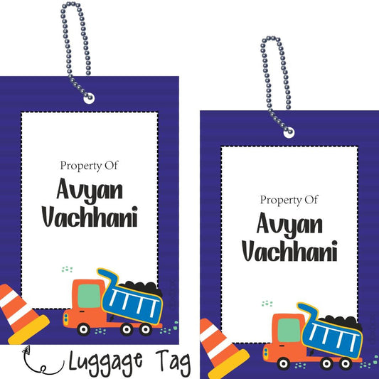 Luggage Tag - Construction Vehicle Doxbox Store|]Peppydots