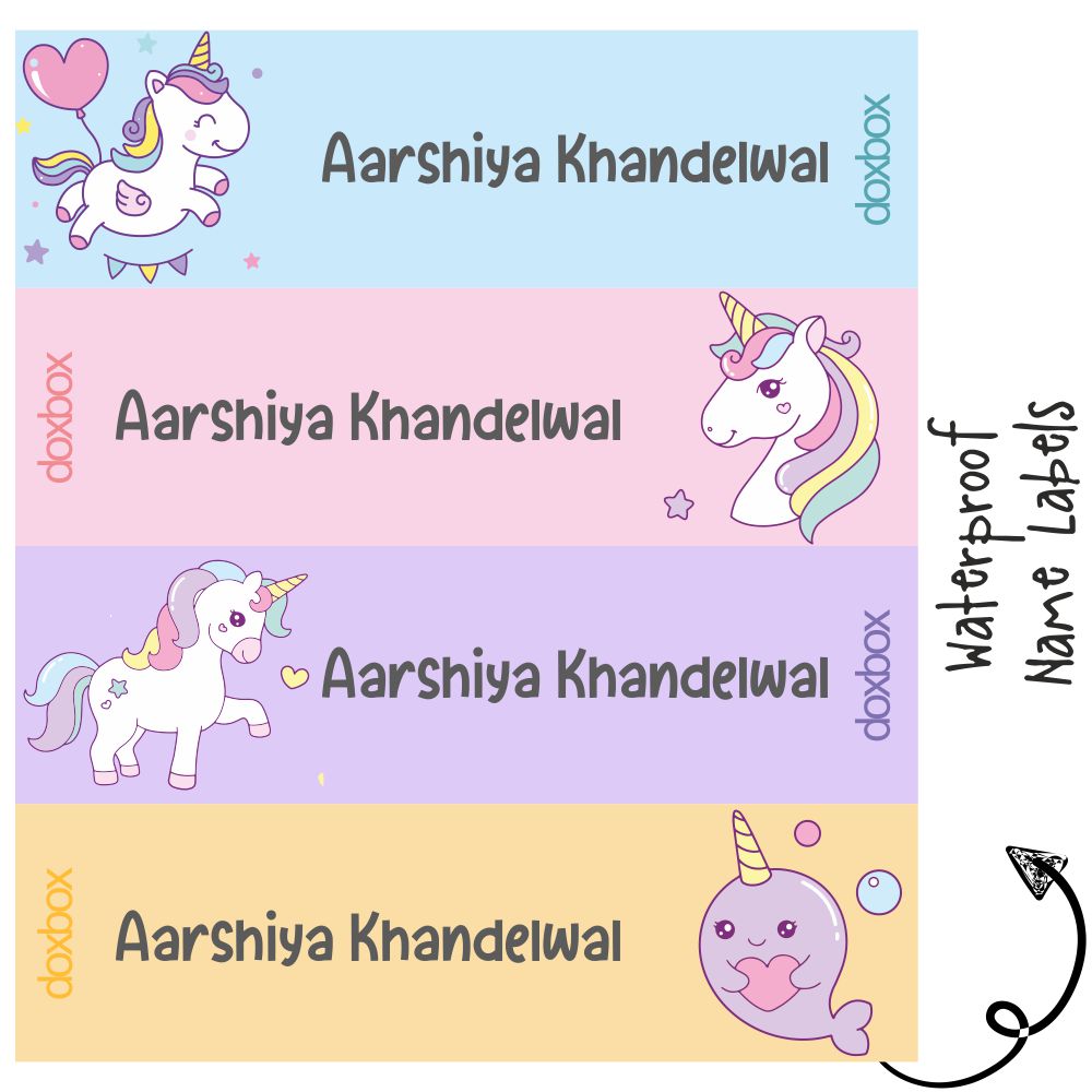 Waterproof Labels - Unicorn Fun Doxbox Store|]Peppydots