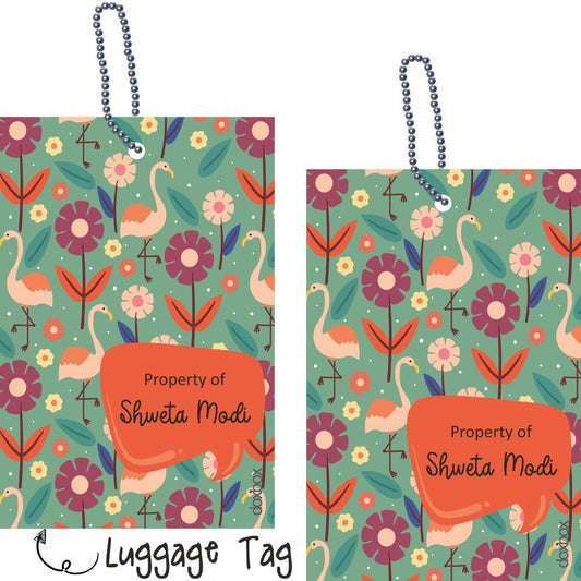 Luggage Tag - Flamingo Flowers Doxbox Store|]Peppydots