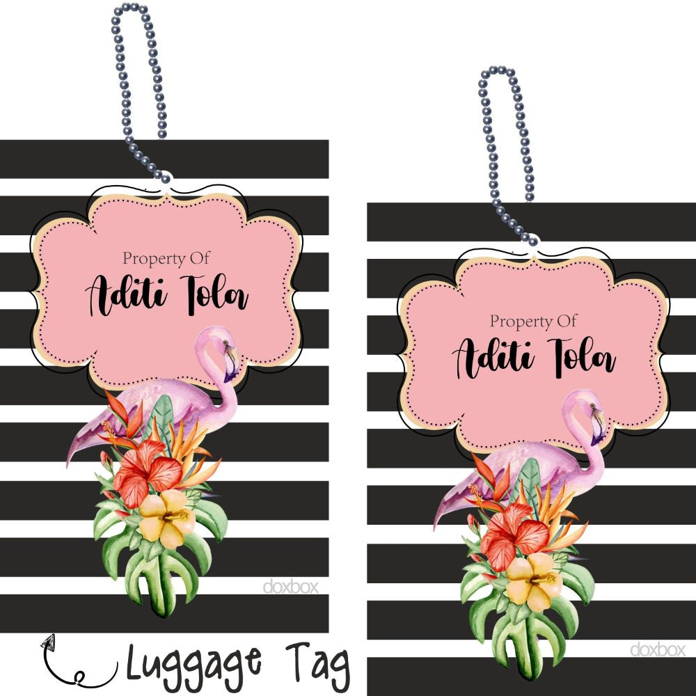 Luggage Tag - Tropical Flamingo Doxbox Store|]Peppydots