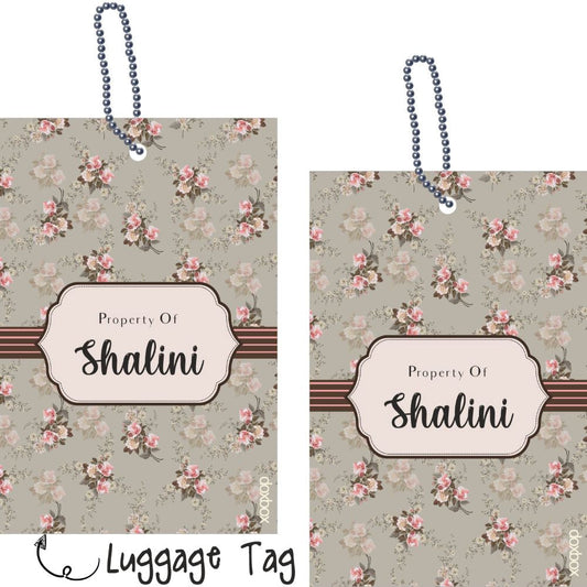 Luggage Tag - Grey Floral Doxbox Store|]Peppydots