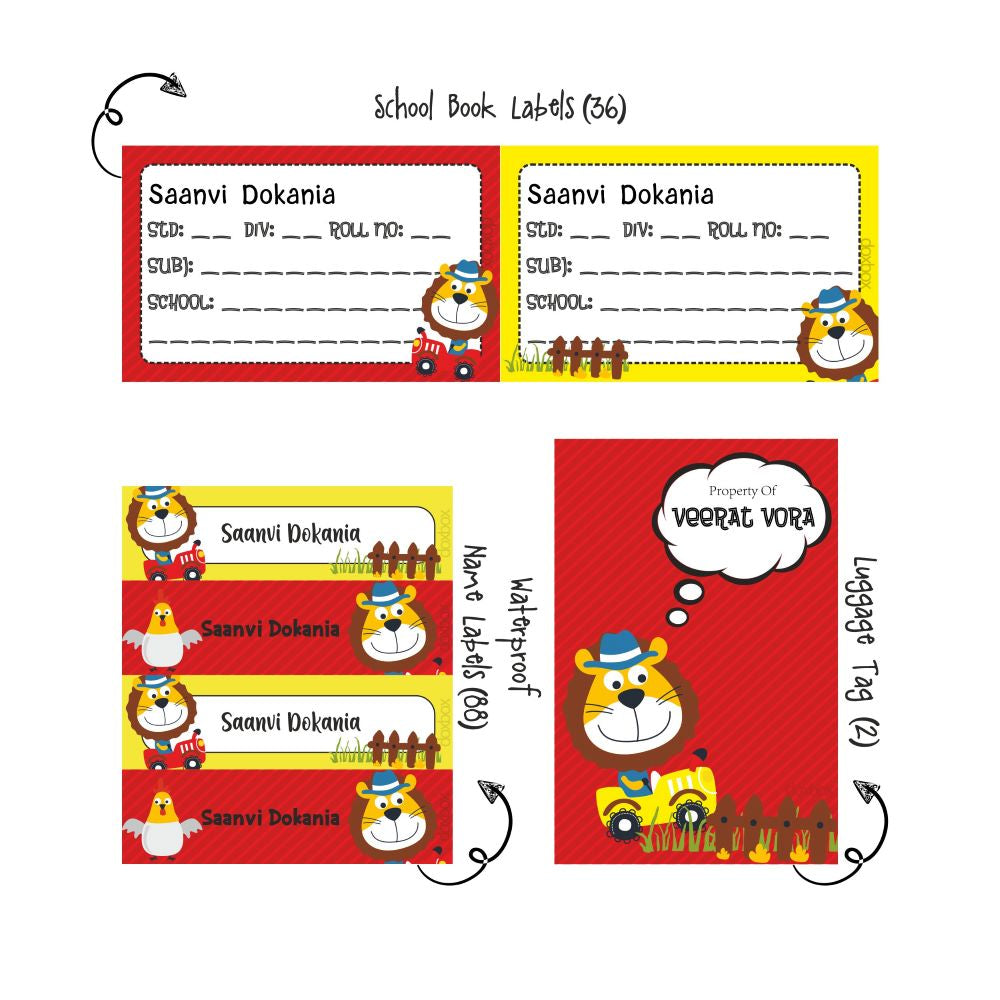 Back to school Combo - Lion on the tracktor Doxbox Store|]Peppydots