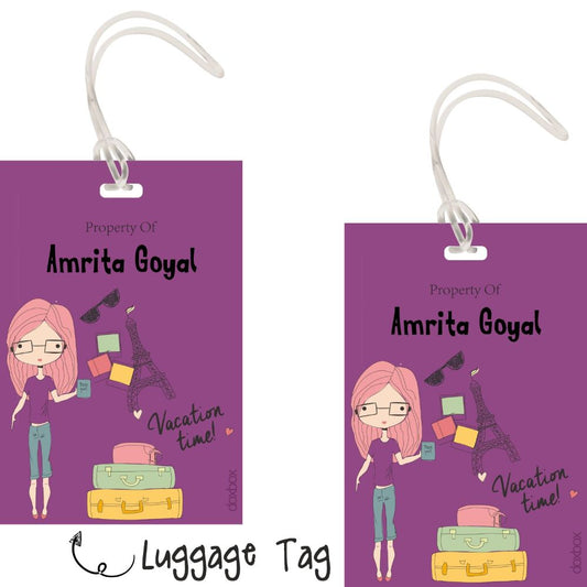 Luggage tag - Purple Vacation Doxbox Store|]Peppydots