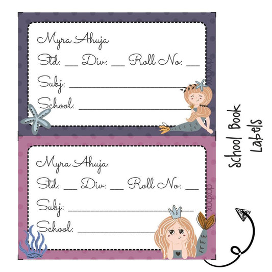 School Book Labels - Mermaid Queen Doxbox Store|]Peppydots