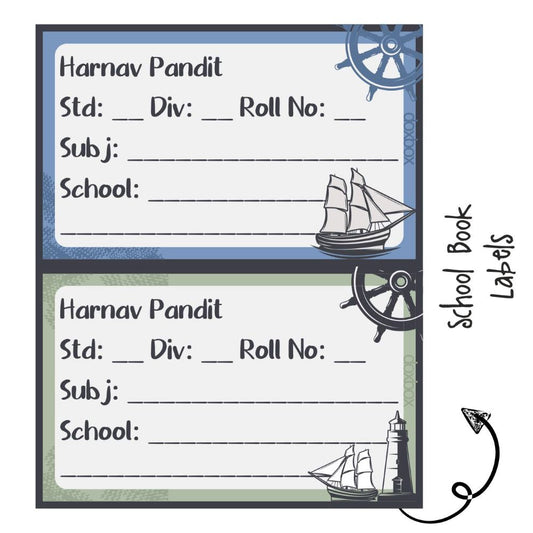 School Book Label - Nautical-Blue Doxbox Store|]Peppydots