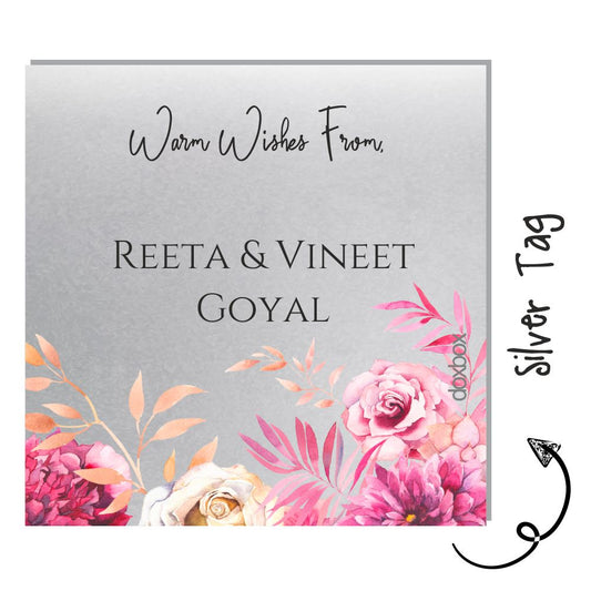 Silver Gift Tag - Pink Flowers Doxbox Store|]Peppydots