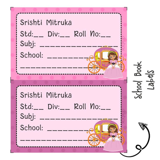 School Book Label - Princess Doxbox Store|]Peppydots