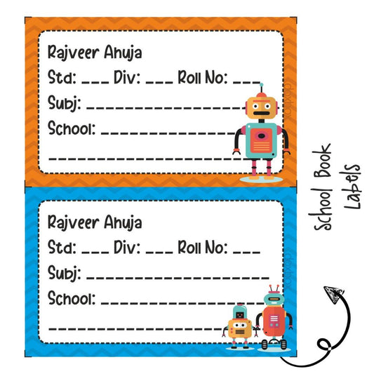 School Book Label - Robot Doxbox Store|]Peppydots