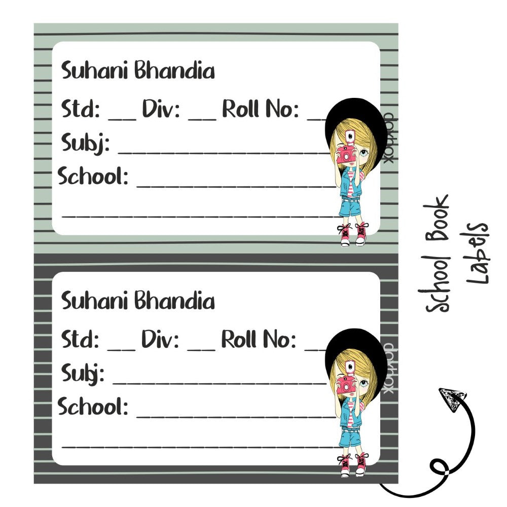 School Book Label - Camera Girl Doxbox Store|]Peppydots