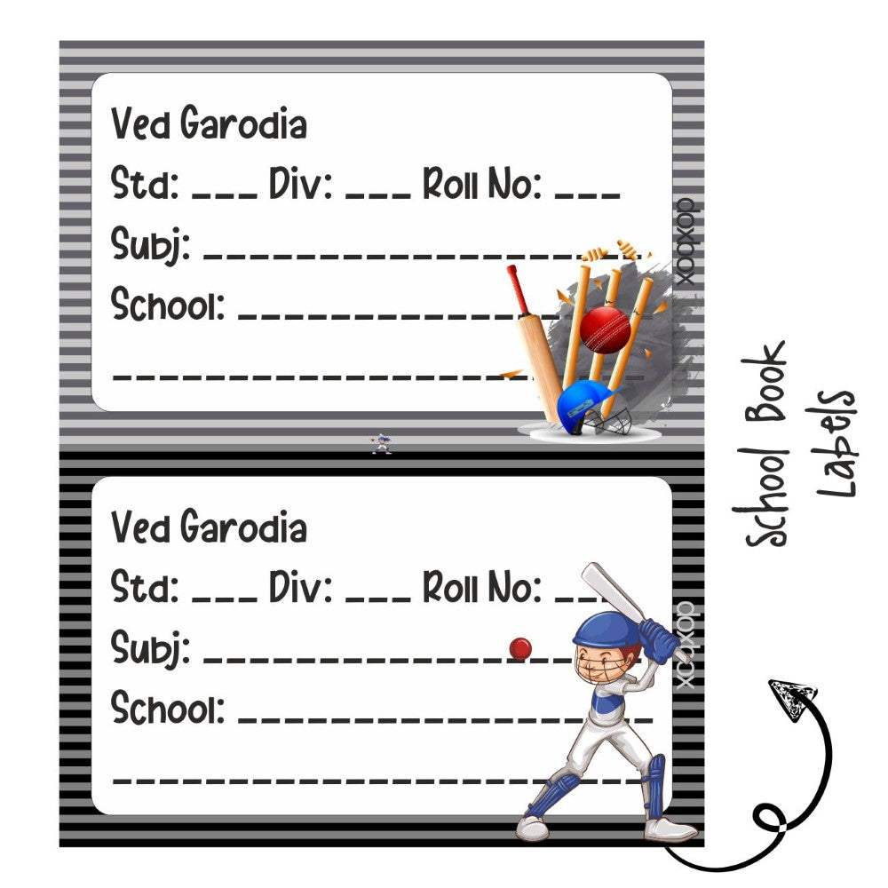 School Book Label - Cricket Doxbox Store|]Peppydots