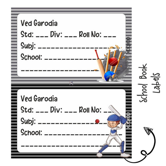 School Book Label - Cricket Doxbox Store|]Peppydots