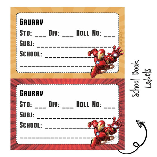 School Book Labels-Ironman Doxbox Store|]Peppydots