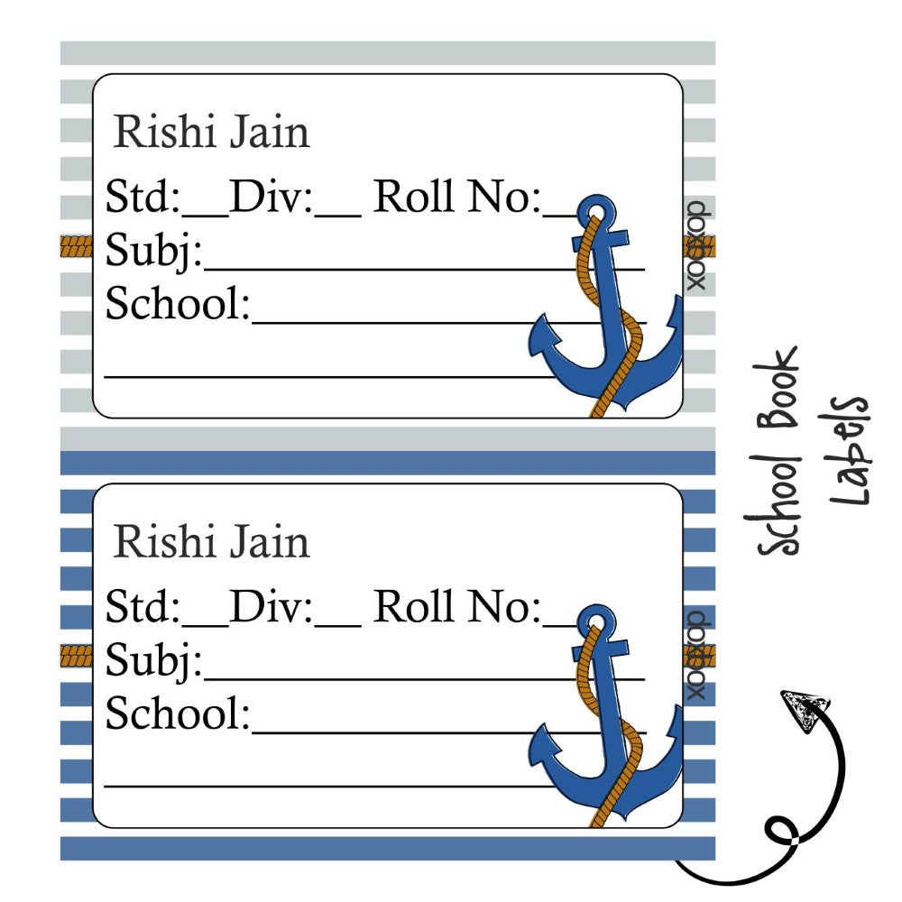 School Book Label - Nautical Doxbox Store|]Peppydots