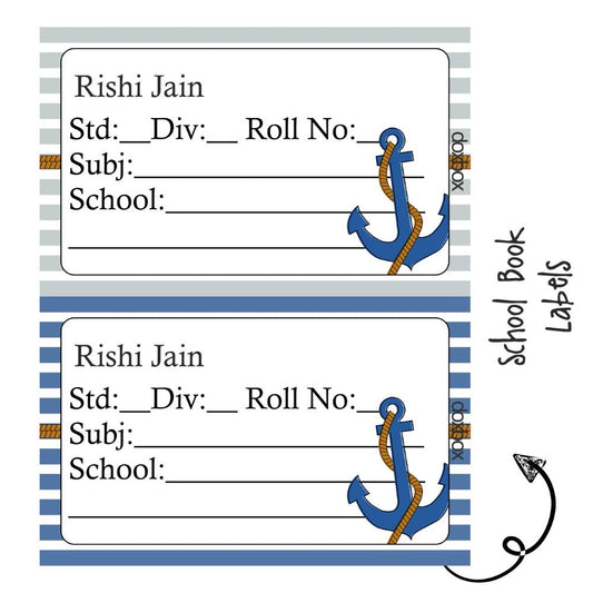 School Book Label - Nautical Doxbox Store|]Peppydots