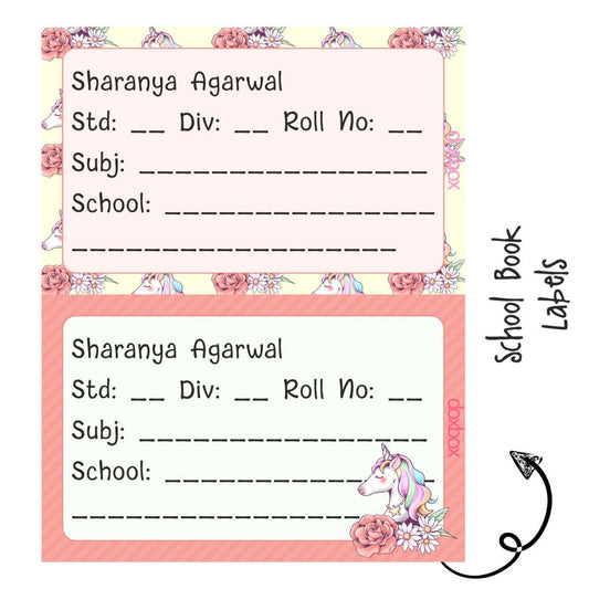 School Book Label - Pink Unicorn Doxbox Store|]Peppydots