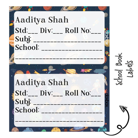 School Book Label - Space Doxbox Store|]Peppydots