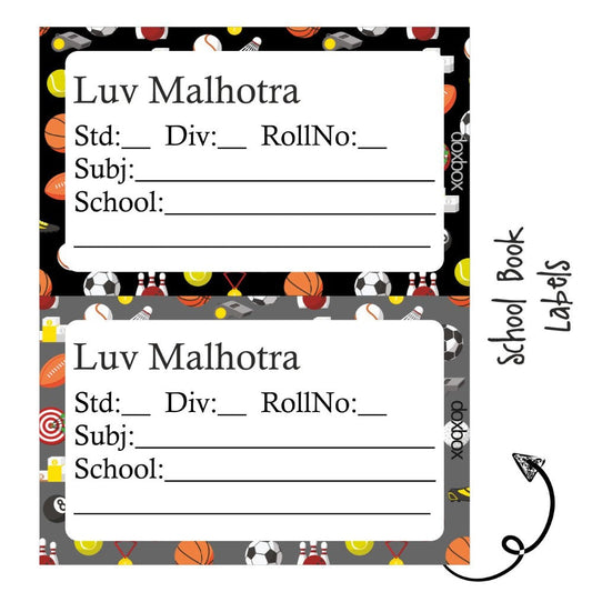 School Book Label - Sports Doxbox Store|]Peppydots