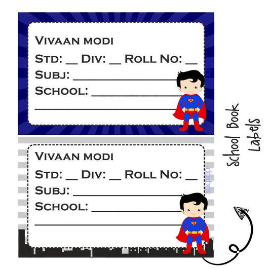 School Book Labels-Superman Doxbox Store|]Peppydots