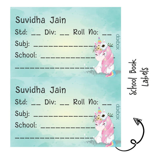 School Book Label - Unicorn Dreams Doxbox Store|]Peppydots