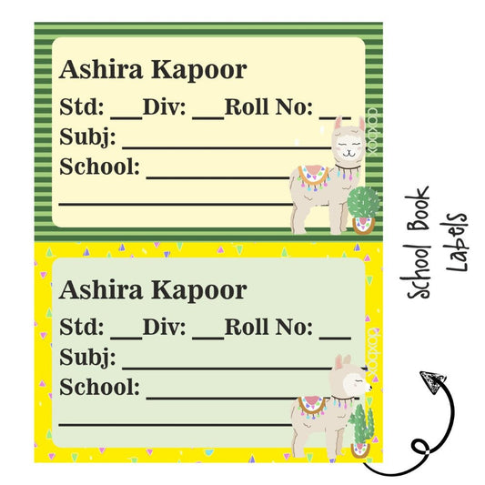 School Book Label - Yellow Llama Doxbox Store|]Peppydots