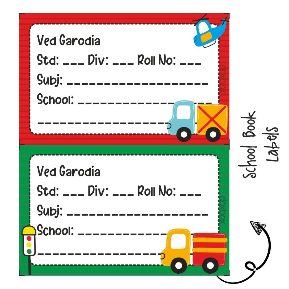 School Book Labels - Transport Doxbox Store|]Peppydots