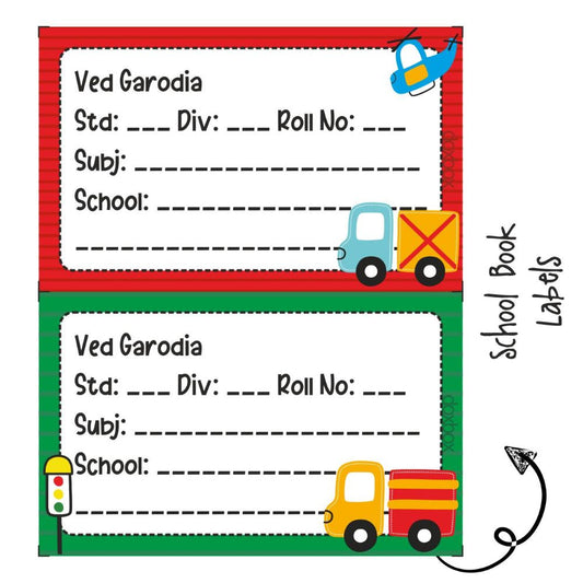 School Book Labels - Transport Doxbox Store|]Peppydots