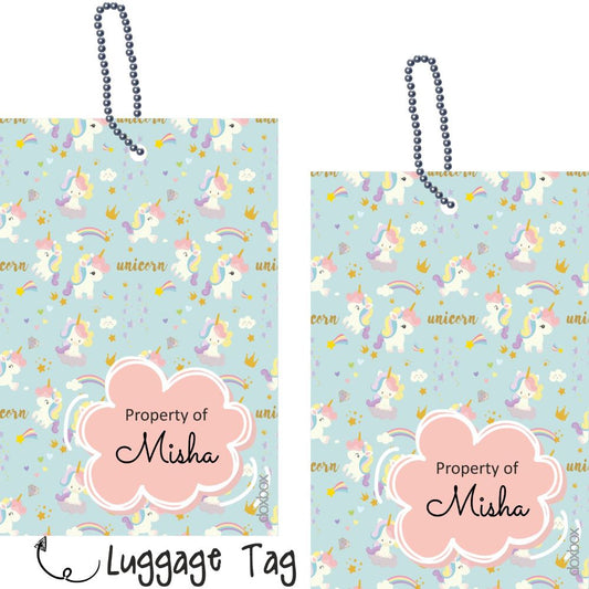 Luggage Tag - Unicorn on clouds Doxbox Store|]Peppydots