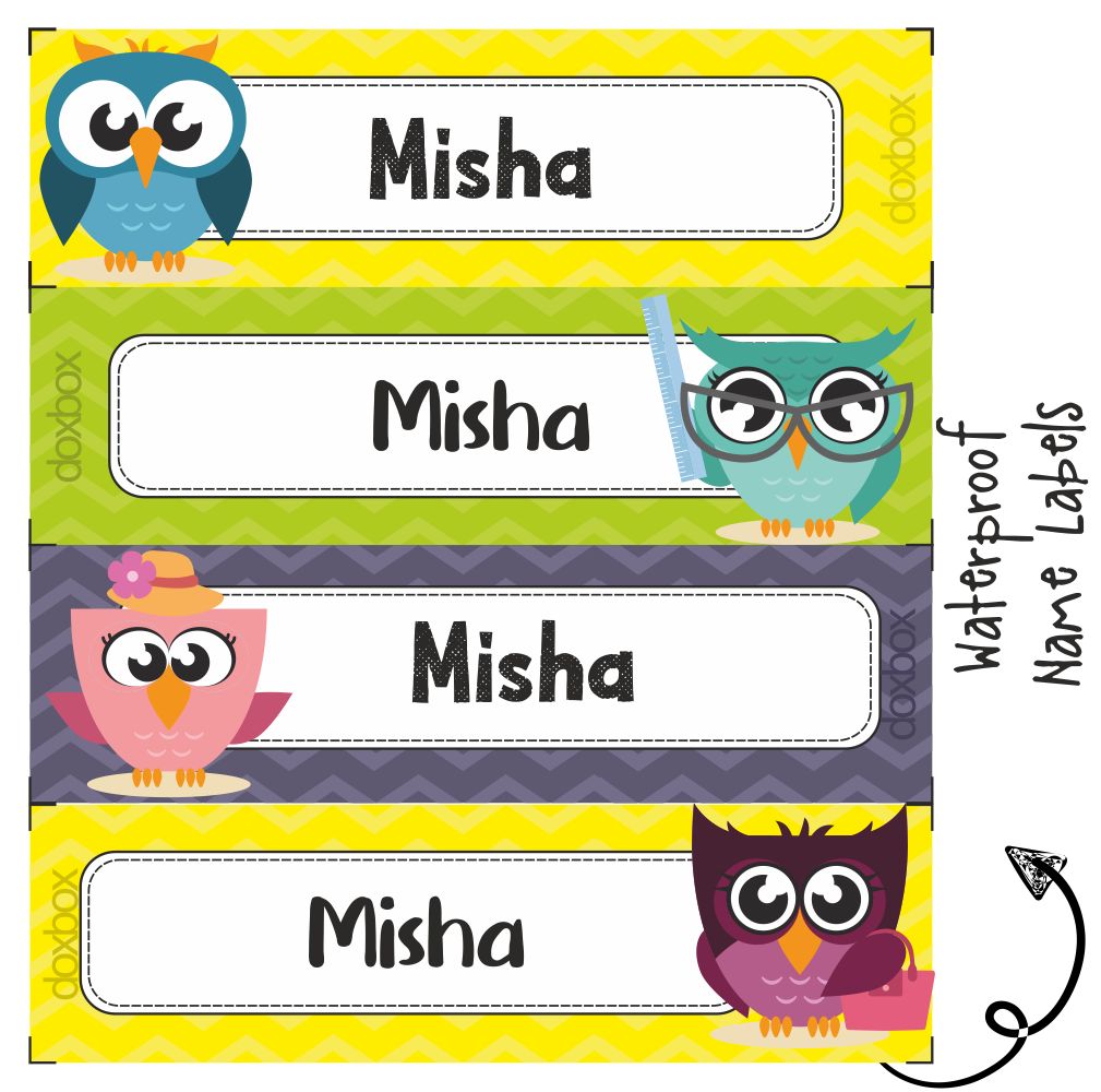 Waterproof Labels - Zig-Zac Owl Doxbox Store|]Peppydots
