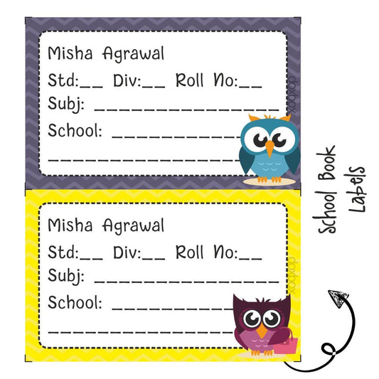 School Book Labels - Zig Zag Owl Doxbox Store|]Peppydots