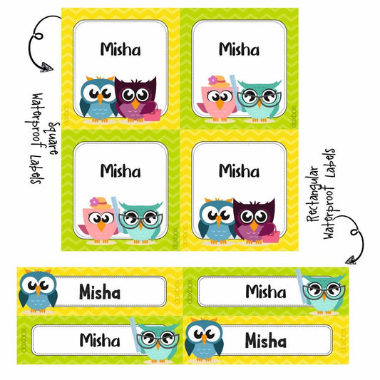 Label Combo -Zig-zag owl Doxbox Store|]Peppydots